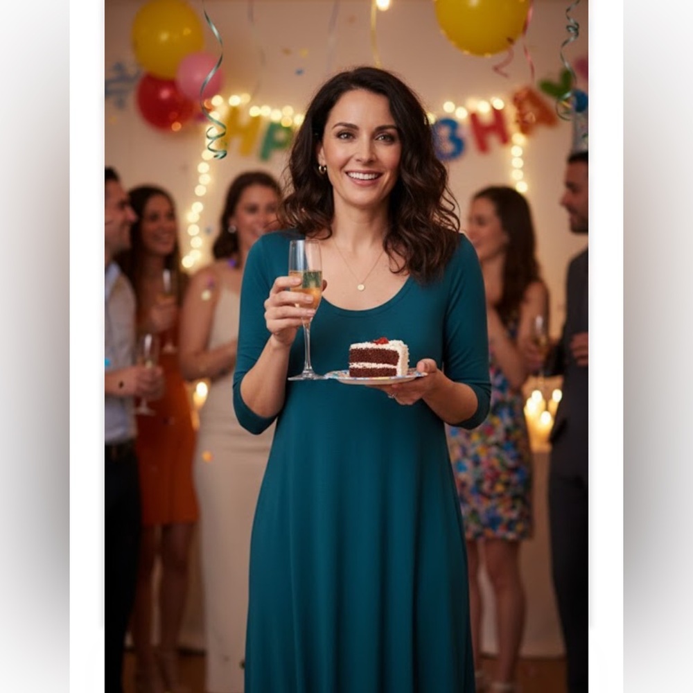 Soft Surroundings M Maxi Green/Blue Dress